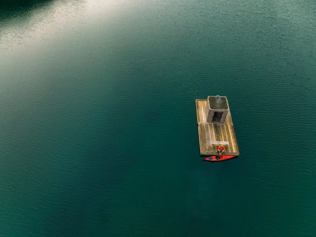 Floating sauna on the Percuil river, Falmouth, by Revill Design Group